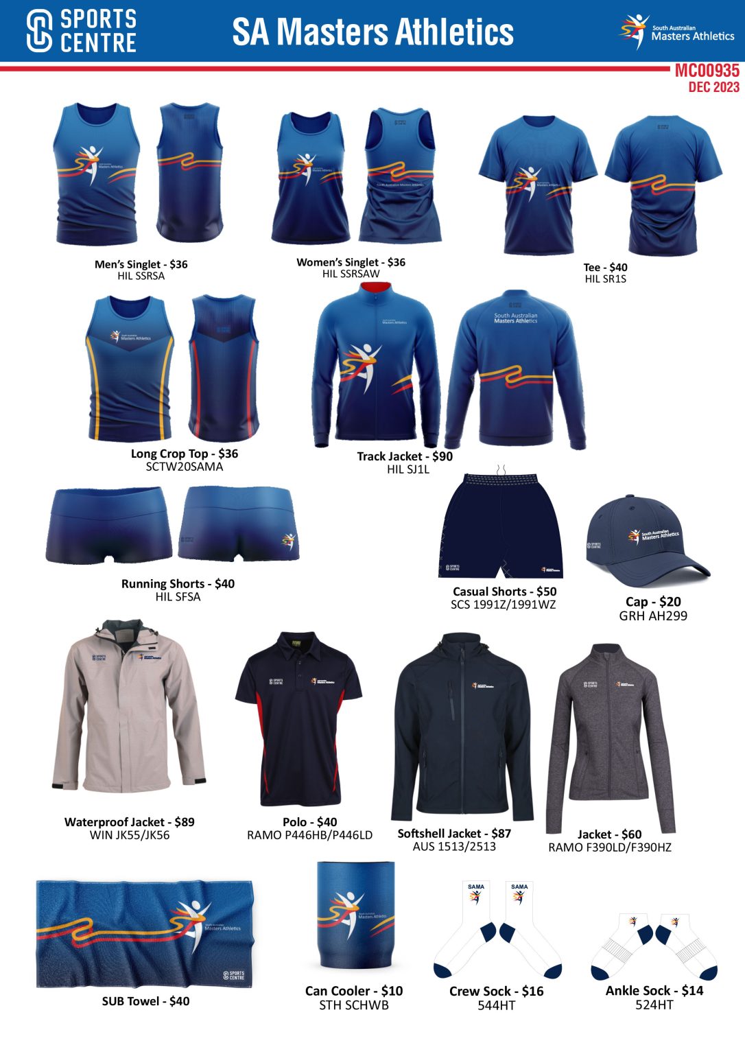 Uniforms - SOUTH AUSTRALIAN MASTERS ATHLETICS Inc